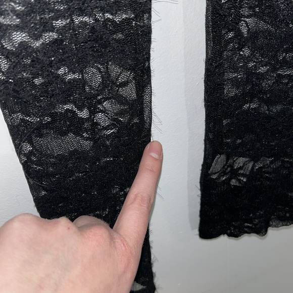 Nasty Gal Funnel Neck Lace Sheer Long Sleeve Top Keyhole Back with Button Detail - Picture 10 of 10